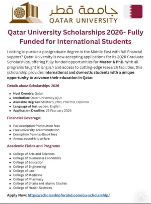 منحة جامعة قطر للدراسات العليا ٢٠٢٦